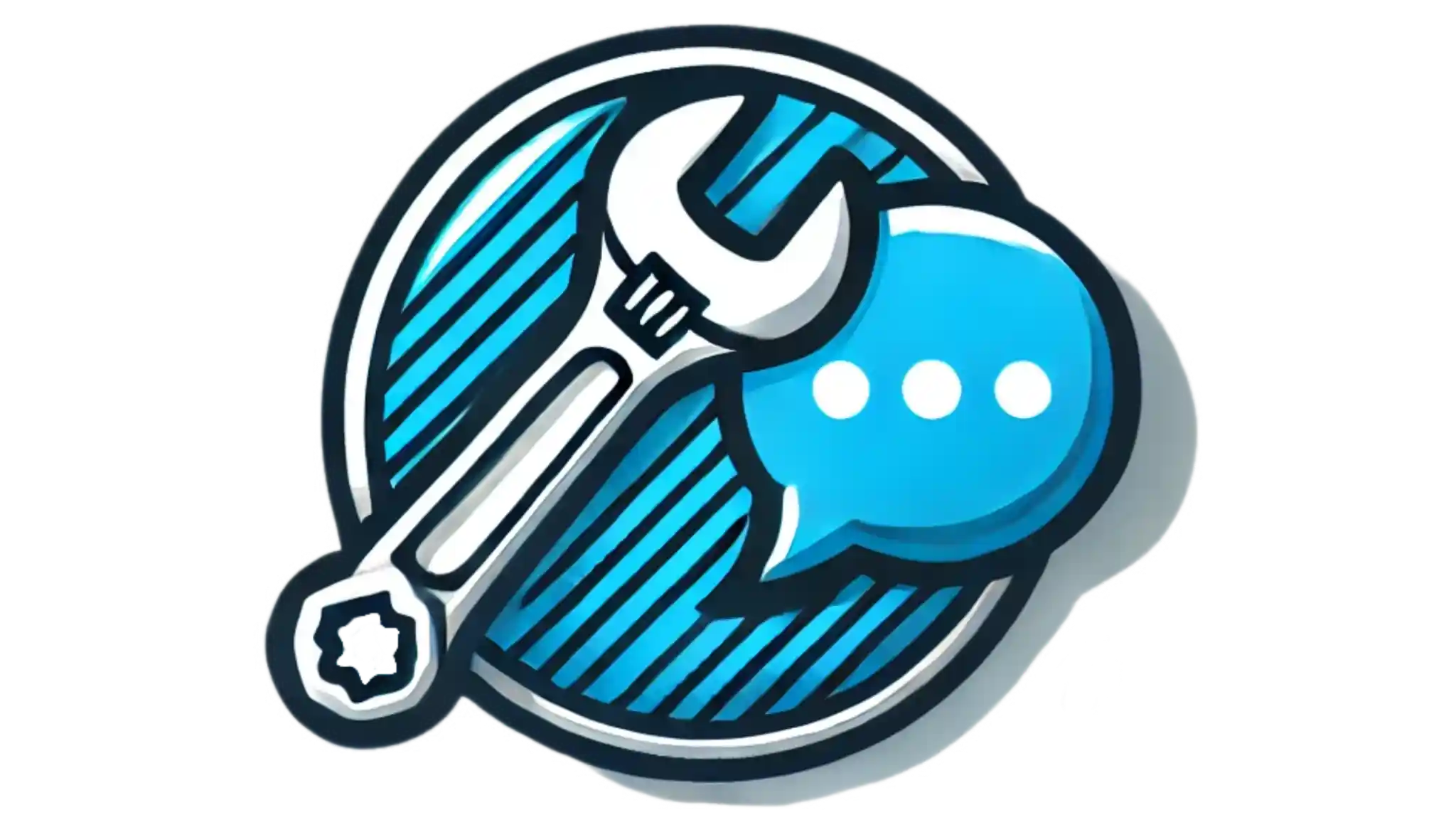 Logo service apres vente et assistance avec une bulle et une clef à molette