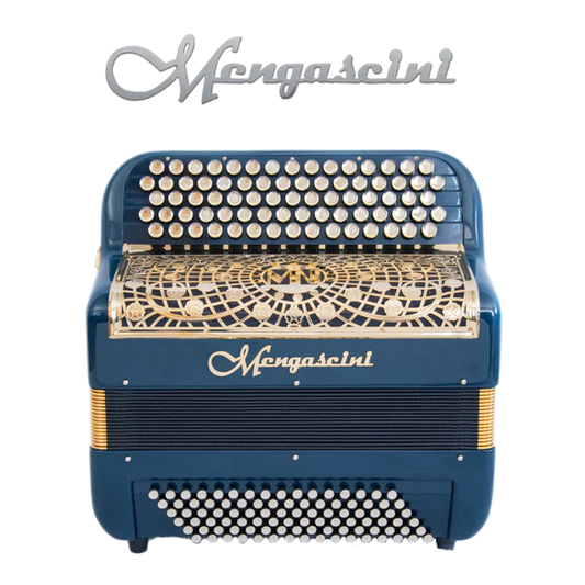 Accordéon chromatique Mengascini F4 super touche bouton bleu pétrole