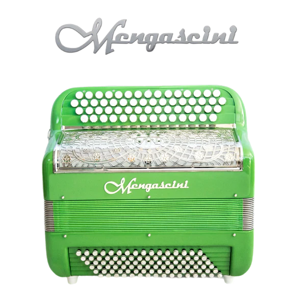Accordéon chromatique Mengascini F4 super à touche bouton couleur vert pomme 
