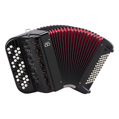 Accordéon Chromatique Ballone Burini Etude à Boutons Vue de Face avec Soufflet Ouvert