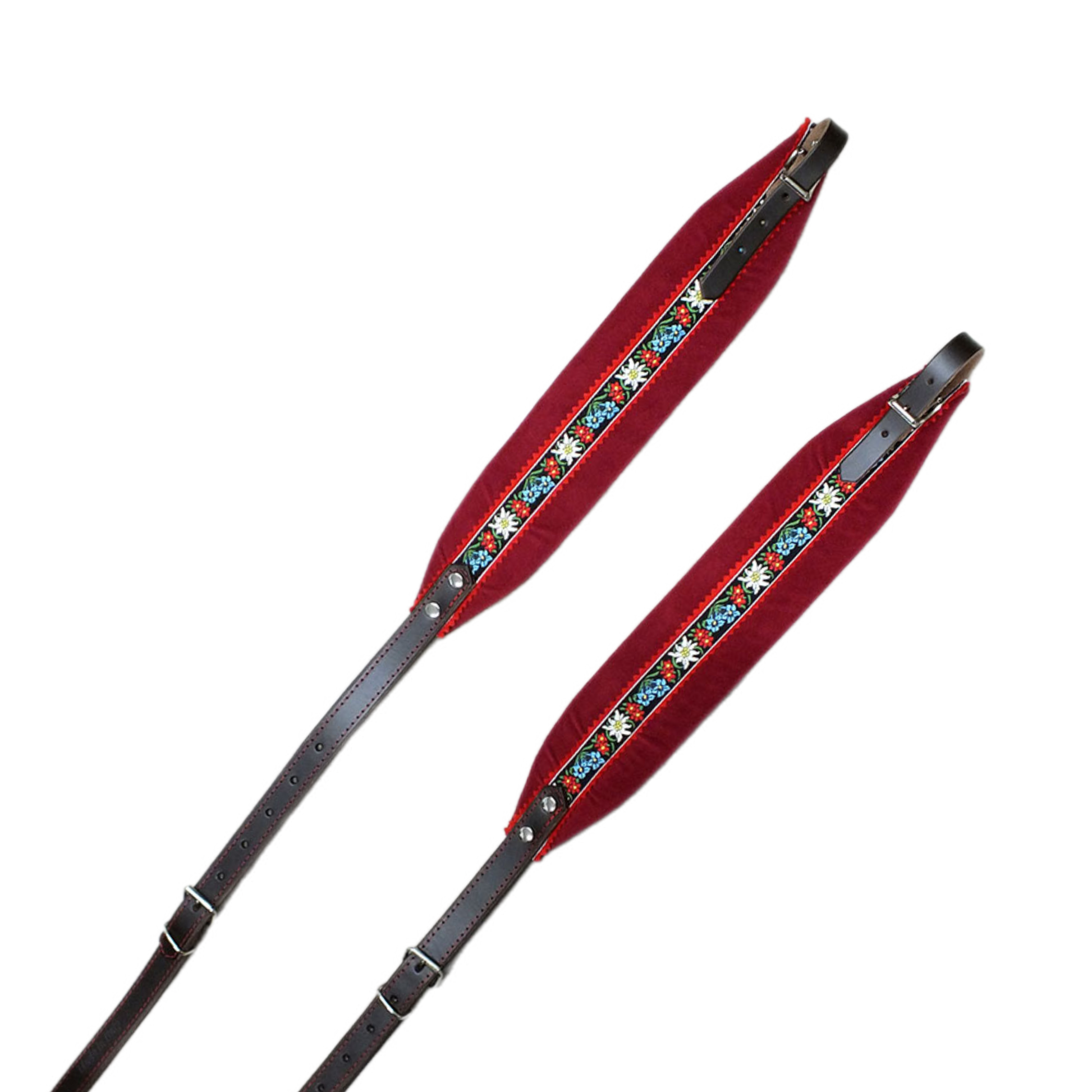 Bretelles Folk d'Accordéon en Velours Rouge Vue du Dessus