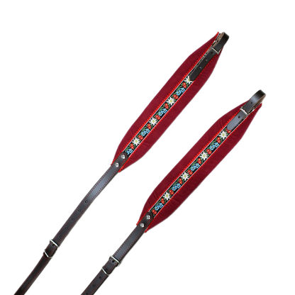 Bretelles Folk d'Accordéon en Velours Rouge Vue du Dessus