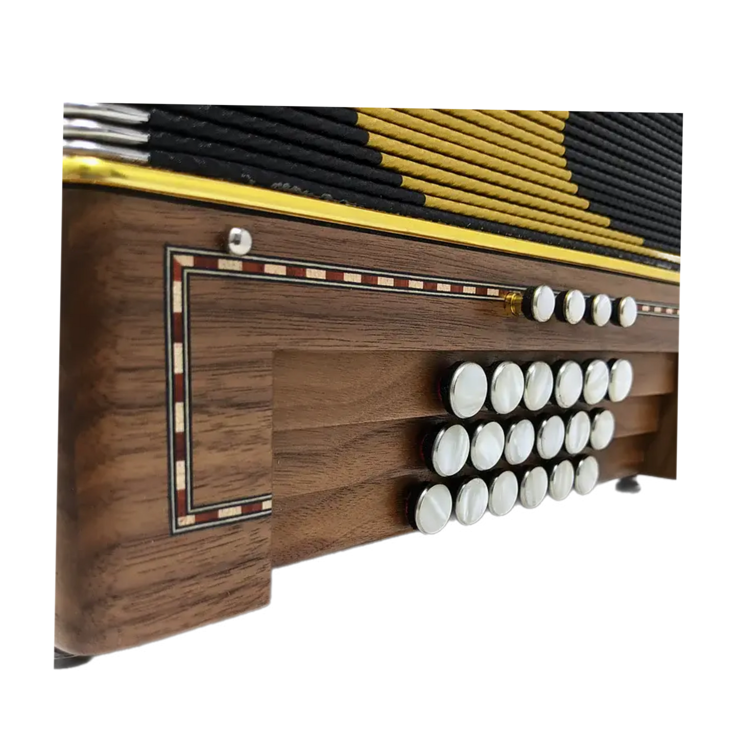 Accordéon Diatonique Castagnari Handry 18 en Bois de Noyer Vu des Basses