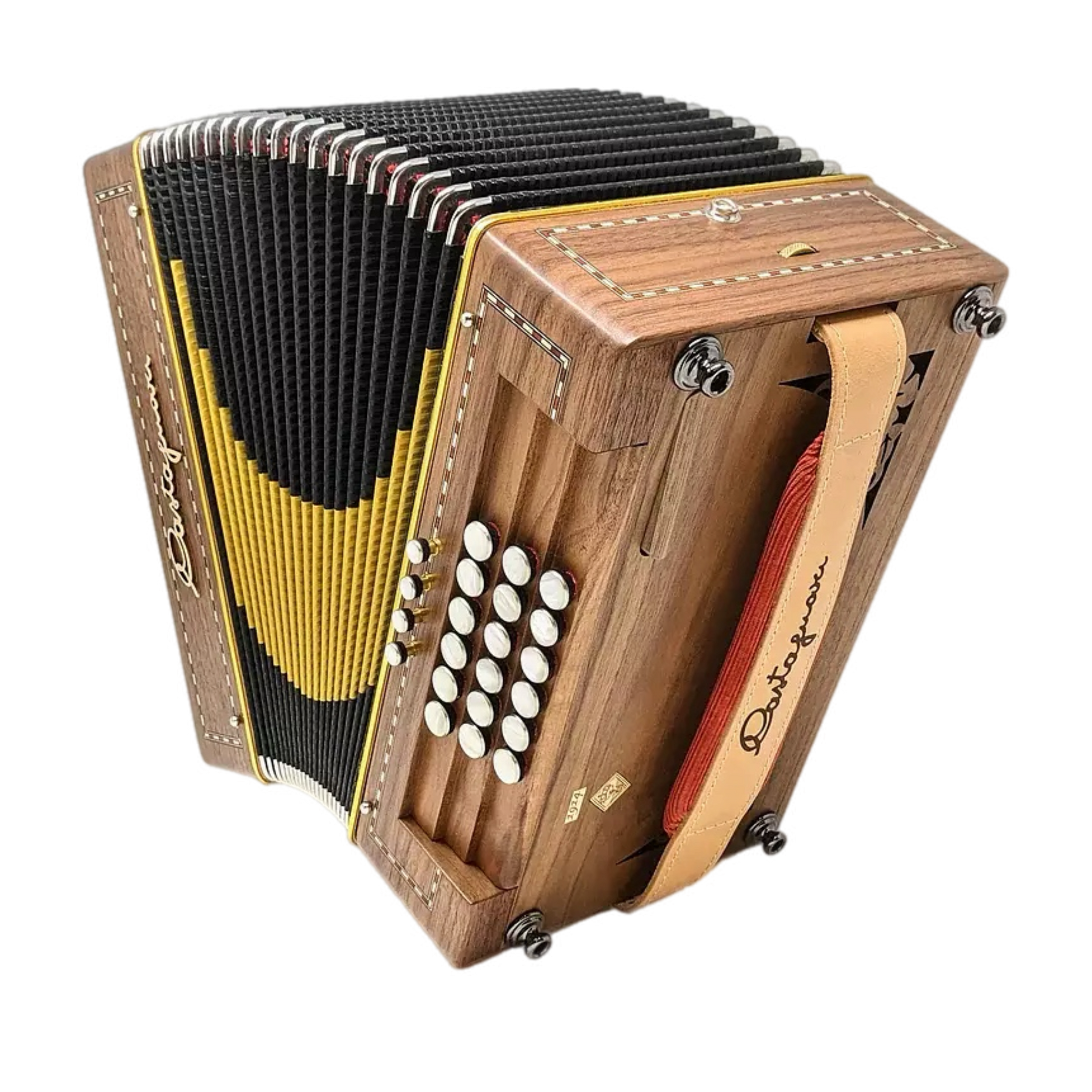 Accordéon Diatonique Castagnari Handry 18 en Bois de Noyer Vu du Dessous