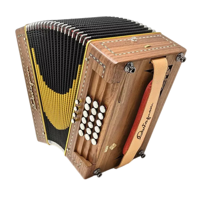 Accordéon Diatonique Castagnari Handry 18 en Bois de Noyer Vu du Dessous