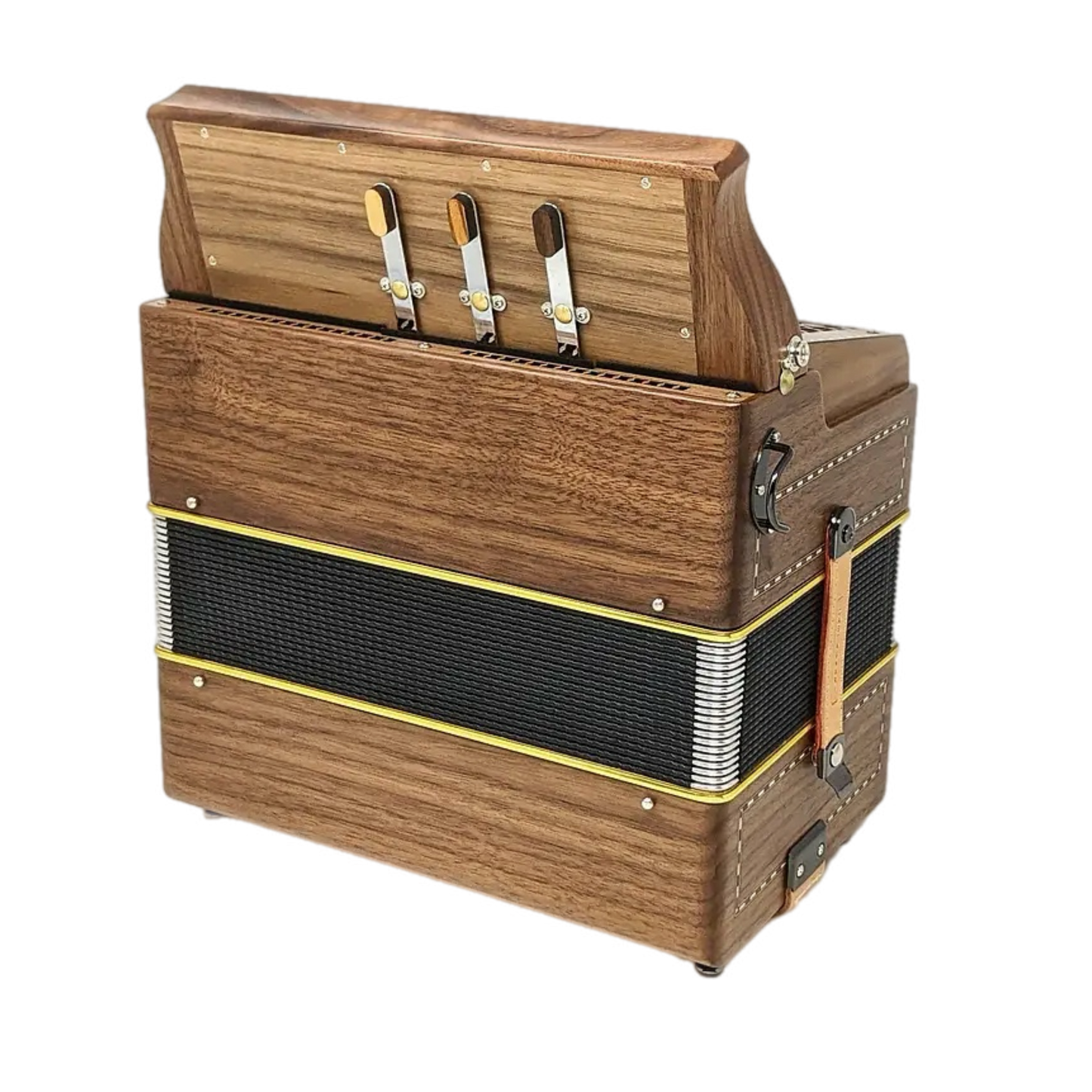 Accordéon Diatonique Castagnari Handry 18 en Bois de Noyer Vu du Dos