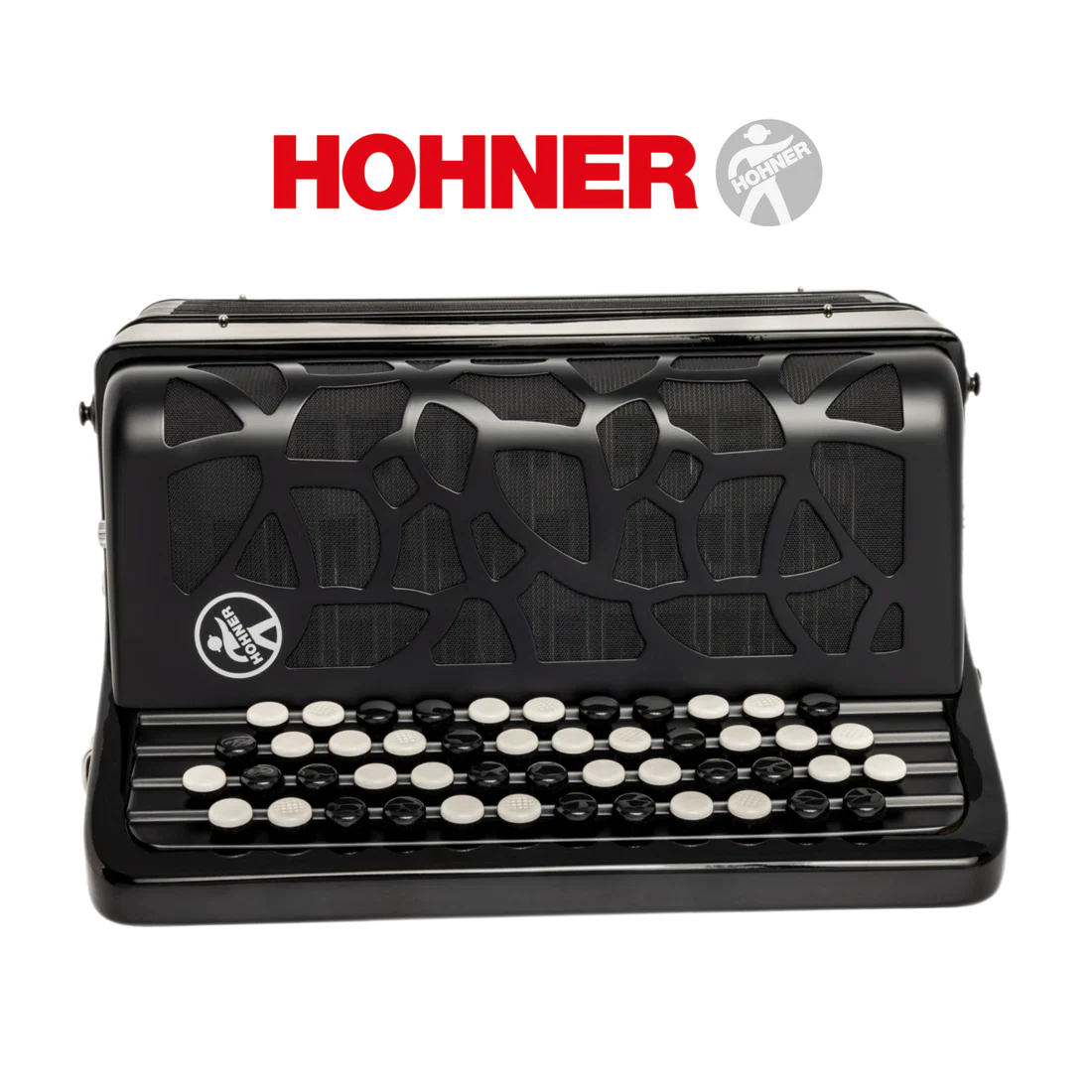 vue du clavier bouton de l'accordéon varia one hohner noir