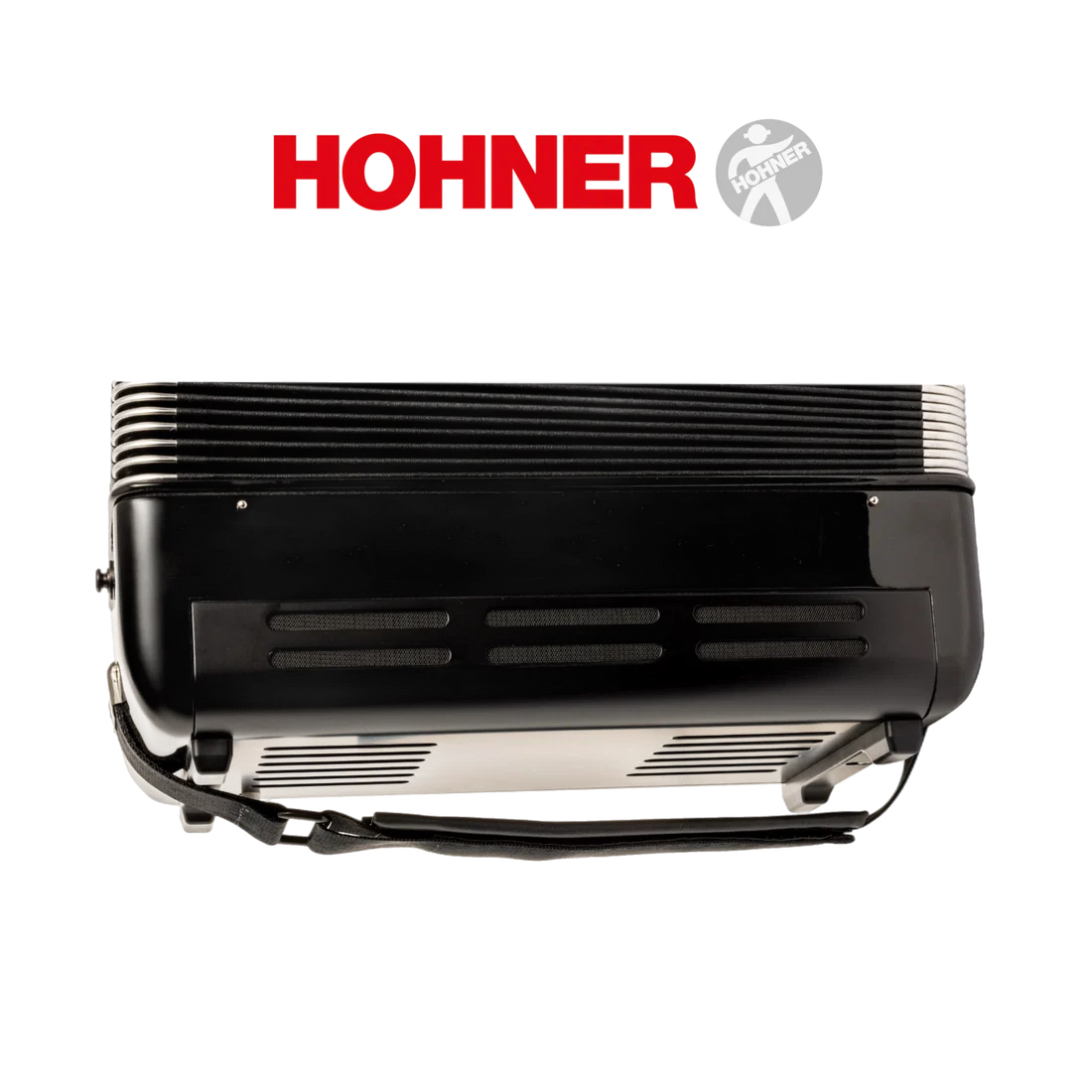 vue de dessous accordéon varia one hohner à bouton noir