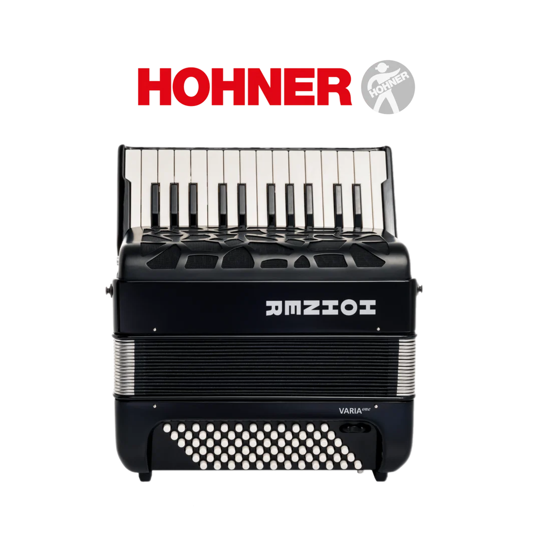 accordéon hohner varia one noir clavier piano vu de face soufflet fermé