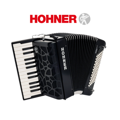 accordéon hohner varia one noir clavier piano vu de face soufflet ouvert