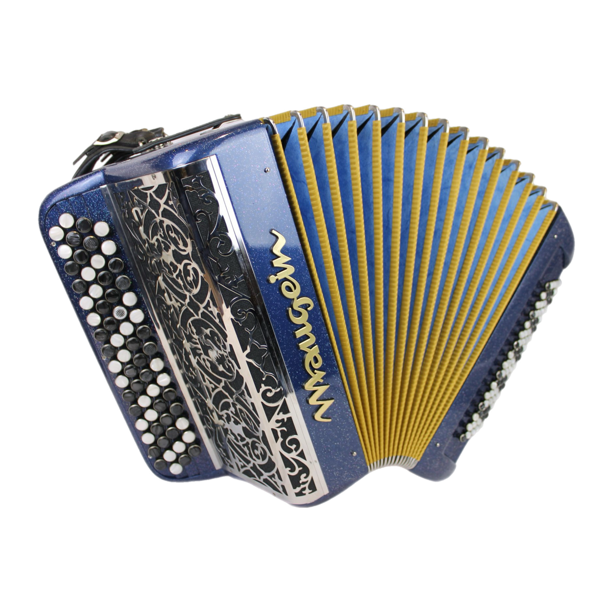 Accordéon Chromatique Maugein Amusette 80 A Bouton Vue de Face Avec Soufflet Ouvert