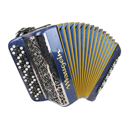 Accordéon Chromatique Maugein Amusette 80 A Bouton Vue de Face Avec Soufflet Ouvert