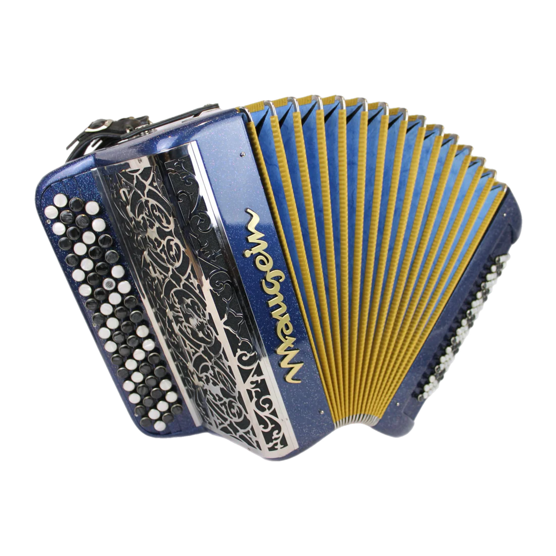 Accordéon Chromatique Maugein Amusette 80 vue de face avec soufflet ouvert
