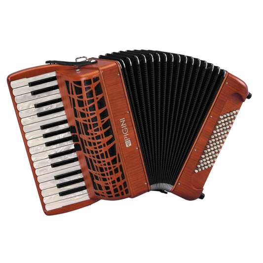 Accordéon Chromatique Pigini P30 Cherrywood Vue de Face avec Soufflet Ouvert
